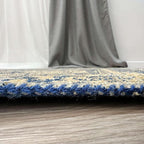 Alfa Rich 4x6 Gold Navy Blue Washable Area Rugs for Living Room Bedroom Kitchen Dining Cotton Rug