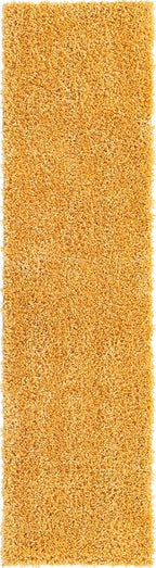 Unique Loom Davos Shag Collection Area Rug - Solid (2' 2" x 8' Runner, Sun Yellow)