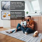 Small Area Rug-2x3 Entryway Rug Non Slip Washable Low Pile Indoor Door Mat Neutral Distressed Boho Moroccan Entrance Rugs Carpet for Bedroom Kitchen Powder Room Front Porch Bathroom, Blue