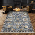 RUGSURE Washable Area Rugs - Perfect for Living Room, Bedroom, Kids Room, Nursery - Stain & Water Resistant Non-Slip, Pet & Child Friendly, Vintage Tribal Area Rugs (Navy, 3' x 5 ')