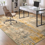 Ompaa Living Room Rug 6x9 Beige Area Rug Machine Washable Boho Rug Non Slip Abstract Vintage Indoor Large Rugs for Bedroom, Classroom, College Dorm, Farmhouse, Dining Room, Kids Playroom