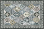Phantoscope Washable Area Rug 4'x6' Non-Slip, Vintage Boho Rugs for Living Room, Bedroom, Dining Room, Distressed Moroccan Mosaic Diamond Pattern, Low-Pile Foldable Floor Carpet, Grey Charcoal