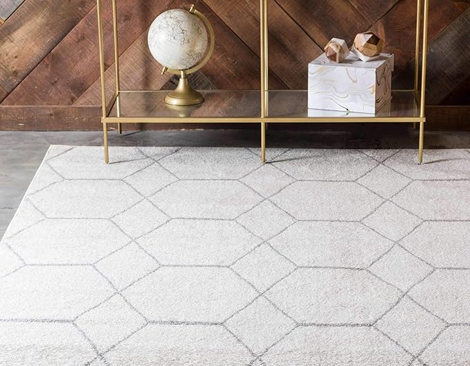 Unique Loom Trellis Frieze Collection Area Rug - Geometric (8' x 11', Ivory/ Gray)