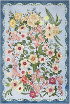 Door Mat Entrance 2x3 Rug - Floral Rugs Washable Small Area Rug Non-Slip Stain Resistant Low Pile Flower Print Throw Rugs for Indoor Entryway, Bedroom, Kitchen, Front Door, Entry - Blue