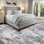 LUMI 5x8 Washable Area Rug for Living Room, Ultra Soft Modern Neutral Grey Rugs Non Slip with Rubber Backing, Low Profile, High Traffic, Stain Resistant Carpets, Ideal for Bedroom, Dining Room