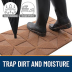 OLANLY Door Mats Indoor, Non-Slip, Absorbent, Dirt Resist, Entrance Washable Mat, Low-Profile Inside Entry Doormat for Entryway (30x17 inches, Brown)