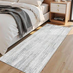 MUJOO Washable Runner Rug 2x6,Modern Abstract Area Rugs for Hallways Kitchen Bedroom Entryway Bathroom Laundry,Non Slip Carpet Long Mat Indoor,Low Pile Throw Rug Accent Neutral Grey