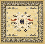 Unique Loom Taftan Collection Border Geometric Tribal Inspired Design Area Rug (8' 0 x 8' 0 Square, Gold/ Gray)