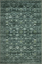 Vintage Floral 5x7 Rug, Dark Green Washable Area Rug for Bedroom, Non Slip Living Room Rug Boho Thin Printed Faux Wool Super Soft Floor Carpet for Nursery Playroom Dining Room Indoor Office