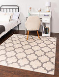 Rugs.com Lattice Collection Rug – 6 Ft Square Beige and Gray Medium-Pile Rug Perfect for Living Rooms, Kitchens, Entryways