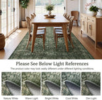 Morebes Vintage Dark Green Living Room Rug, 9x12 Area Rug Large Washable Rugs for Bedroom, Soft Dining Room Carpet Non-Slip Non-Shedding Throw Rug for Farmhouse Indoor Kids Playroom