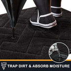 PURRUGS Dirt Trapping Door Mat 24" x 35.5", Non-Slip Machine Washable Entry Rug, Shoe Scraper, Dog Doormat, Super Absorbent Welcome Mat for Front & Back Door, Muddy Wet Shoes & Paws, Black