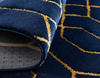 Unique Loom Glam Collection Area Rug - Trellis (3' 3" x 5' 3" Rectangle, Navy Blue Gold/ Gold)