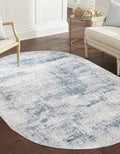 Unique Loom Finsbury Collection Area Rug - Sarah (7' 10" x 10' Oval, Blue/ Ivory)