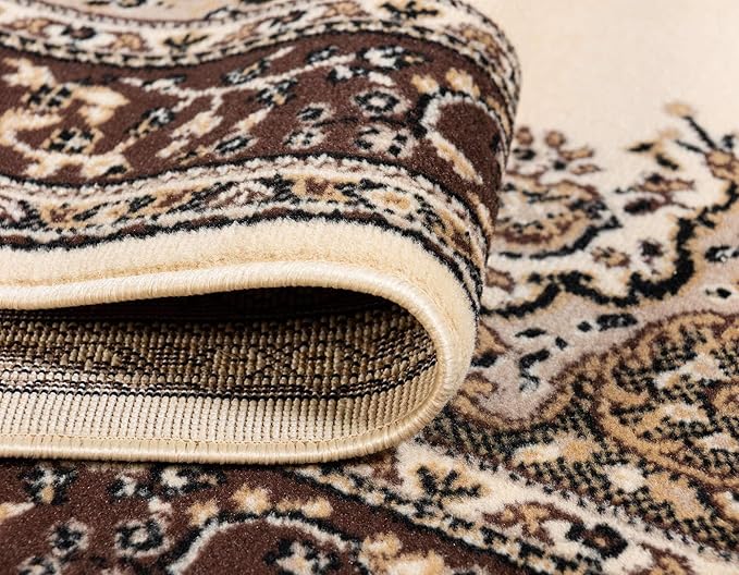 Unique Loom Reza Collection Traditional Persian Style Area Rug, 9 ft 10 in x 13 ft, Ivory/Brown