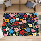 Boho Flowers Rugs for Bedroom - 3x4 Area Rug - Cartoon Flowers Rugs for Living Room, Abstract 3D Floral Rug, Non-Slip Washable Home Decor Carpet