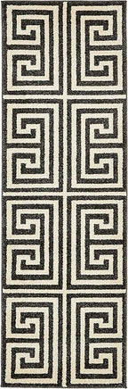Unique Loom Athens Collection Classic Geometric Modern Border Design Area Rug (2' 0 x 6' 0 Runner, Black/ Beige)