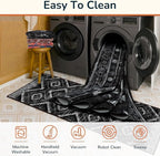 Area Rug 5x8 Rug Machine Washable Non-Slip Low Pile Print Pattern Western Rug for Living Room Bedroom Entryway Tribal Series-Black