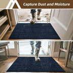 COSY HOMEER-Door-Mat Dirt Trapper Entryway Rugs 20"x32" Non Slip Washable Entrance Mats Absorbent Welcome Mat Low Profile Dog Door Mats for Front Back Doomats and Wet Shoes,Navy Blue
