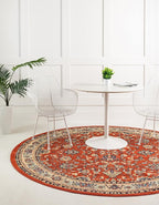 Unique Loom Sialk Hill Collection Area Rug - Washington (8' Round Terracotta/Cream)