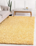 Unique Loom Davos Shag Collection Area Rug - Solid (5' 3" x 8' Rectangle, Sun Yellow)