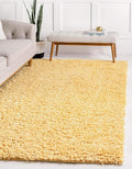 Unique Loom Davos Shag Collection Area Rug - Solid (9' x 12' Rectangle, Sun Yellow)