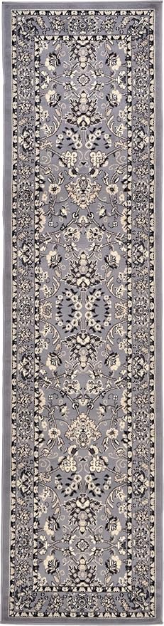 Rugs.com Yasmin Collection Rug – 10 Ft Runner Gray Medium Rug Perfect for Hallways, Entryways