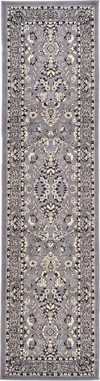Rugs.com Yasmin Collection Rug – 10 Ft Runner Gray Medium Rug Perfect for Hallways, Entryways