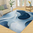 4x5 Abstract Lines Indoor Outdoor Rug - Blue-White-Waves Bedside Rug, Modern Abstract Washable Entry Way Rugs Kids Carpet for Inside House Playroom Living Room End Table Nursery
