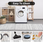 2x10 Runner Rug Machine Washable Non Slip Area Rug Distressed Neutral Moroccan Boho Rug Ultra Soft Floor Runners for Hallways for Entryway Laundry Room Kitchen, Grey