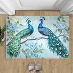 Peacock Rugs for Living Room - 2x3 Rug, Classic Peacock Floral Area Rugs for Bedroom, Teal Turquoise Rug, Modern Style Washable Carpet, Aesthetics Carpet - Peafowl Home Decor & Gifts