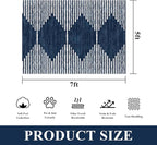 HelloTree Area Rug for Living Room 5x7 Washable Geometric Moroccan Rug Stripe Farmhouse Bohemian Minimalistic Non Slip Non Shedding Ultra Thin Soft Rug for Bedroom Office DiningRoom Nursery-Blue