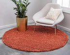 Unique Loom Solid Shag Collection Area Rug (6' 1" Round, Terracotta)