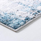 Rugs.com Leipzig Collection Rug – 3x5 Blue Low-Pile Rug Perfect for Entryways, Kitchens, Breakfast Nooks, Accent Pieces