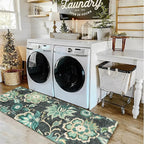Lahome Floral Small Runner Rug - 2x5 Laundry Rug Runner Non-Slip Washable Soft RoomThrow Lightweight Hallway RCarpet ugs Indoor, Boho Blue Paisley Carpet for Bathroom Kitchen Entryway