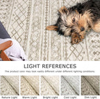 KUTA Area Rug 4x6 Boho, Moroccan Washable Rugs for Living Room Non Slip, Beige Ultra Soft Print Distressed Geometric Low-Pile Throw Carpet for Bedroom Nursery Dorm Decor