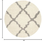 SAFAVIEH Dallas Shag Collection Area Rug - 6' Round, Ivory & Grey, Trellis Design, Non-Shedding & Easy Care, 1.5-inch Thick Ideal for High Traffic Areas in Living Room, Bedroom (SGD257F)
