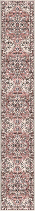 KOZYFLY Runners for Hallways 3x14 Ft Extra Long Washable Faux Wool Stair Thin Runner Rug Printed Hallway Carpet for Entryway Bedroom Stairs Kitchen Floor Accent, Terracotta/Beige