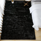 Andency Black Soft Area Rugs for Living Room Bedroom, 4x6 Fluffy Shaggy Bedside Rug, Non-Slip Large Shag Fuzzy Plush Carpets for Bedroom Kids Dorm Nursery Home Decor Aesthetic