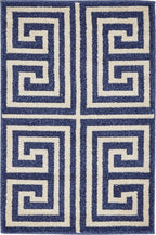 Unique Loom Athens Collection Classic Geometric Modern Border Design Area Rug (2' 0 x 3' 0 Rectangular, Navy Blue/ Beige)