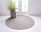 Unique Loom Trellis Frieze Collection Area Rug - Geometric (7' Round, Light Gray/ Ivory)