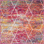 Unique Loom Trellis Frieze Collection Area Rug - Geometric (3' Square, Multi/ Ivory)