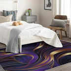Purple and Gold Rug, 5x6 Rug, Luxury Rugs for Living Room Bedroom, Abstract Large Area Rug, Washable Rug Non Slip Soft Indoor Carpet, Purple and Gold Home & Room Decor