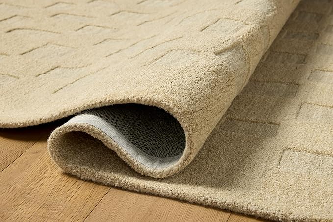Loloi Leanne Ford Craven Collection CVN-04 Oatmeal/Dove 2'-3" x 3'-9" Accent Rug Checkered, Patterned, Neutral, Entryway, Mudroom, Bathroom, and Kitchen