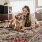 Tangsoo 3x5 Washable Rug, Vintage Rugs Indoor Area Rugs, Boho Non Slip Accent Rug Carpet, Soft Low Pile Rugs for Living Room Dorm Bedroom Bedside Entryway Bathroom Home Decor Beige