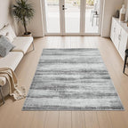 PADOOR Modern Abstract Area Rug - 3x5 Washable Rugs Non-Slip Small Carpet, Ultra Soft Low Pile Floor Rugs for Entrance Front Door Bedroom Bedside Laundry Room Black