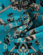 Unique Loom Sialk Hill Collection Area Rug - Washington (2' 7" x 10' Runner Turquoise/Black)