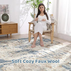 10x14 Area Rugs Living Room: Washable Large Abstract Modern Soft Rug Stain Resistant Indoor Floor Non Slip Accent Carpet for Bedroom Nursery Playroom Office Dining Room Dorm Home House- Blue