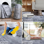 Toneed 2x6 Runner Rug Modern Abstract Hallway Rug Washable Non Slip Rubber Rugs for Kitchen Stairs Entryway Bedroom Living Room Printed Low Pile Foldable Accent Rugs Grey