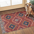 Area Rug 2x3 Rug Machine Washable Non-Slip Low Pile Print Pattern Western Rug for Living Room Bedroom Entryway Tribal Series -Red/Orange